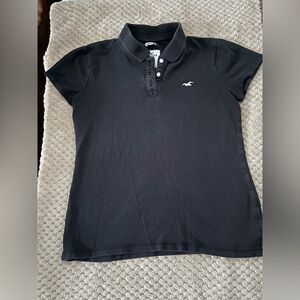 Hollister Black Stretch Polo with Button Placket